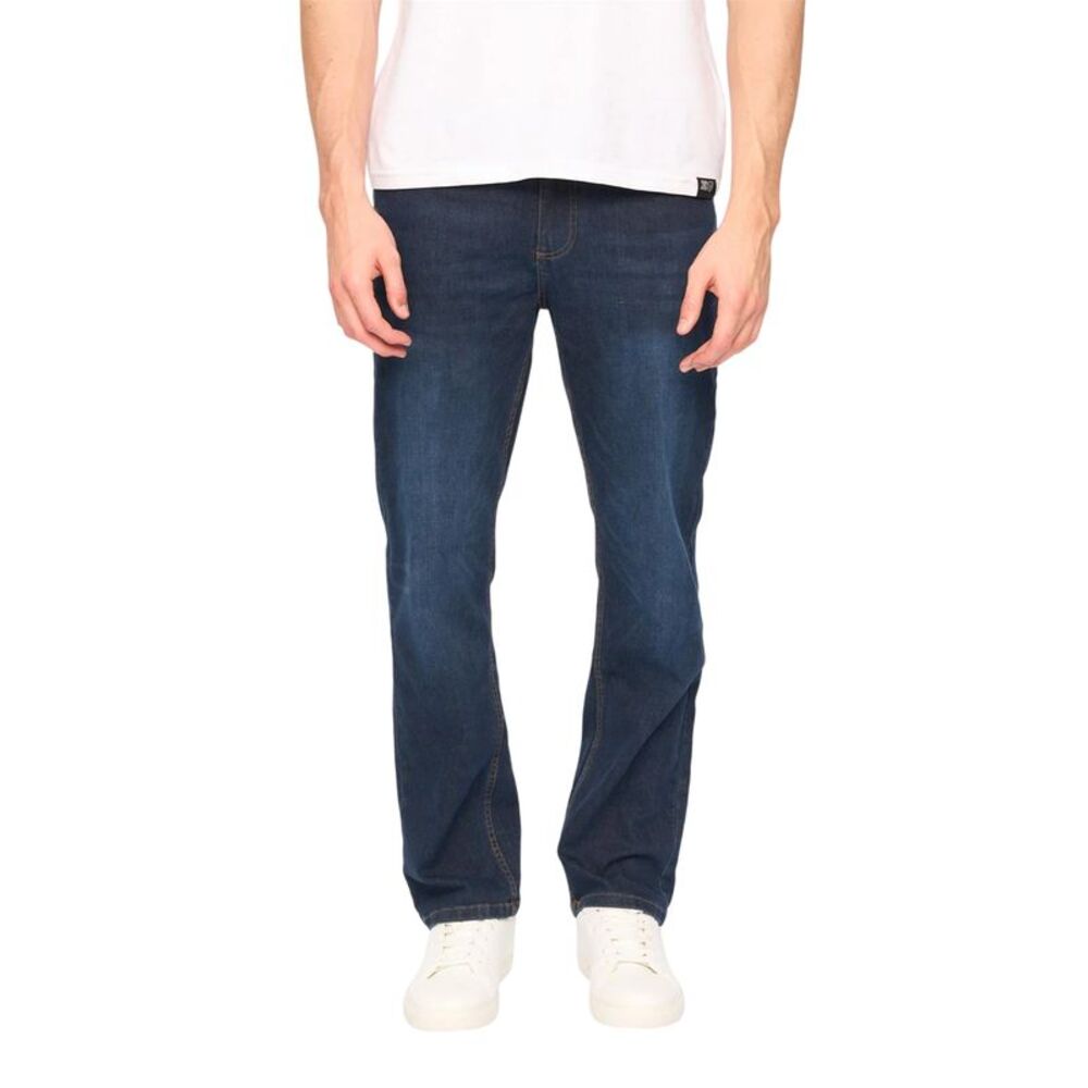 Duck and Cover Mens Elix Cotton Denim Straight Leg Jeans / Dark Wash
